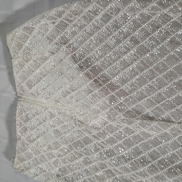 🔥🥵Jaw dropping off white sequin and bead high waisted skirt by Banjul LARGE🥵 - Picture 9 of 12